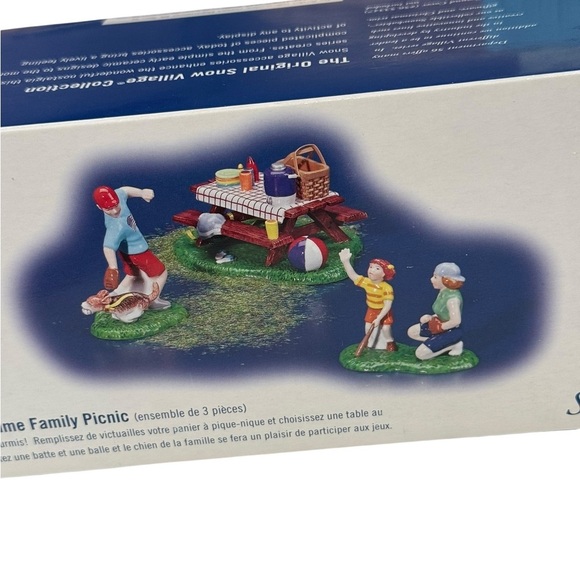 Dept 56 Snow Village Summertime Family Picnic 3 Pieces Dog Picnic Table Kids - Picture 1 of 8